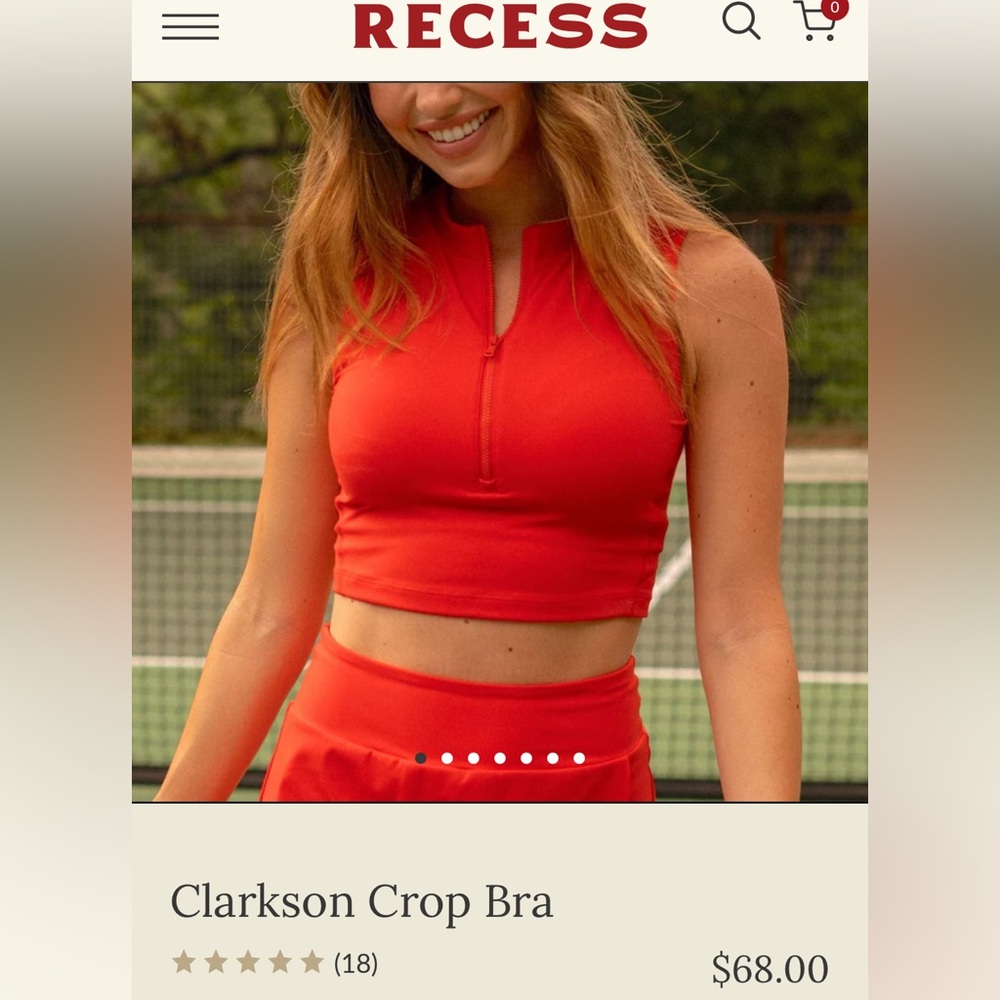 Recess pickleball - Clarkson Crop Bra. Size Medium